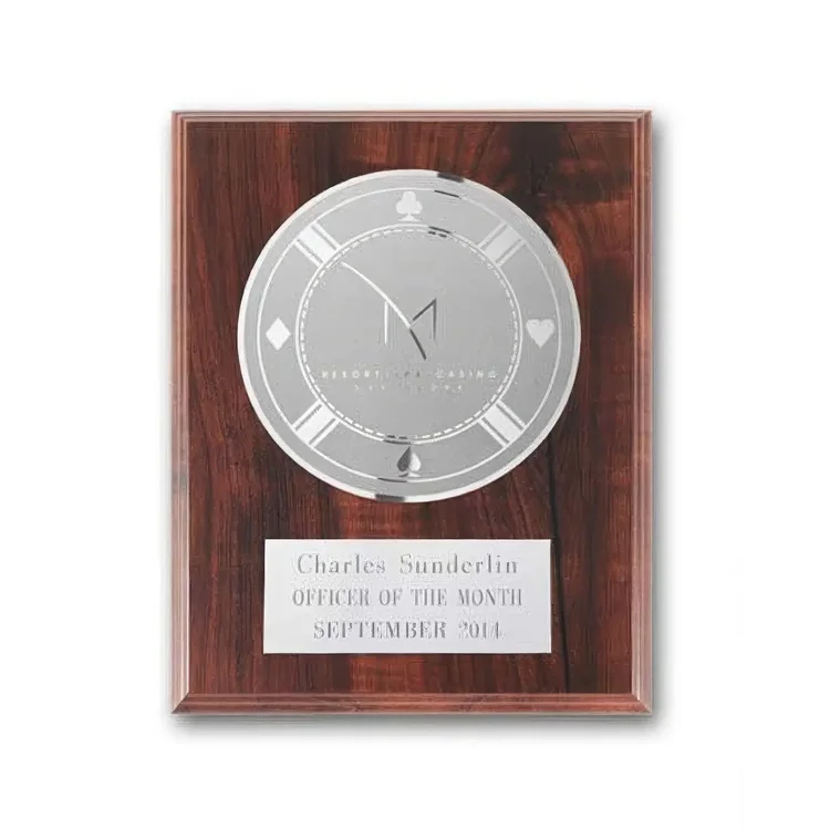 Etch Frosted Plaque - Walnut Finish Silver #3