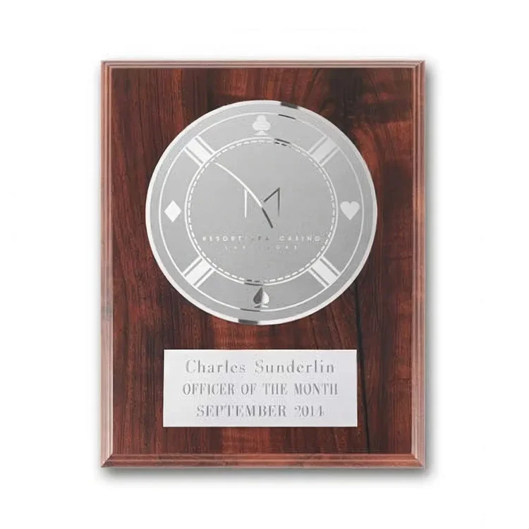 Etch Frosted Plaque - Walnut Finish Silver #4
