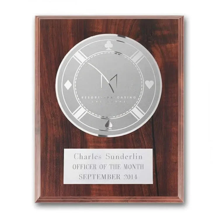 Etch Frosted Plaque - Walnut Finish Silver #5