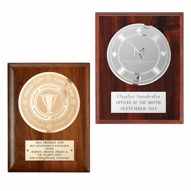 Etch Frosted Plaque - Walnut Finish Silver