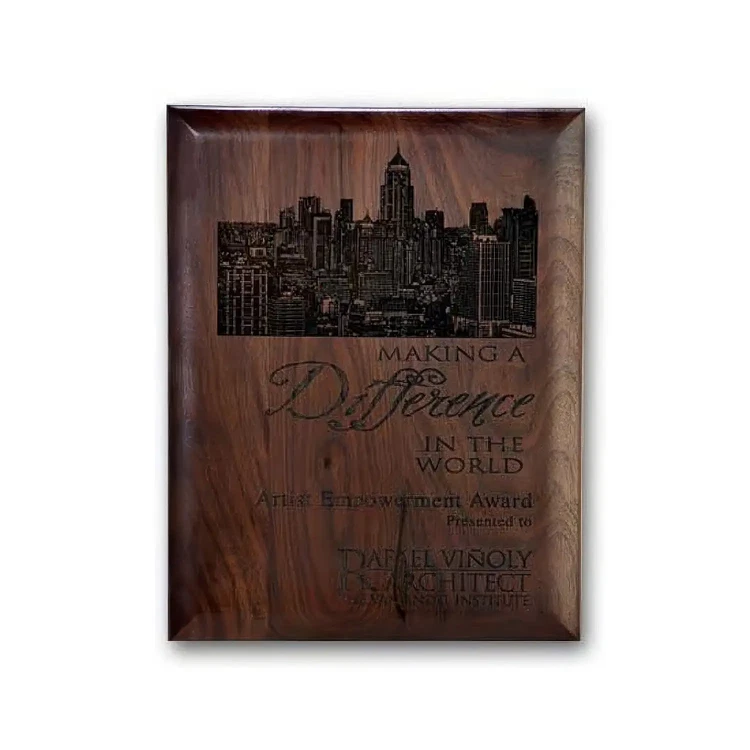 Laser Engraved Plaque - Walnut Rolled Edge #3