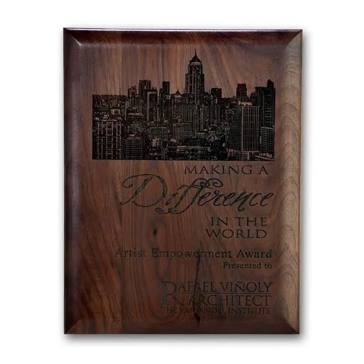 Laser Engraved Plaque - Walnut Rolled Edge #5