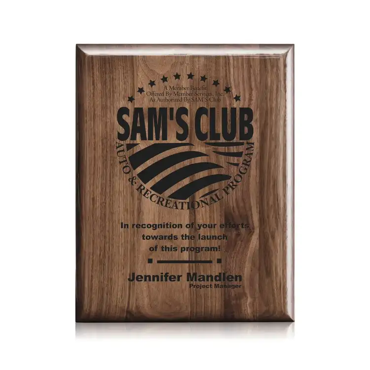 Laser Engraved Plaque - Walnut Piano Finish #2