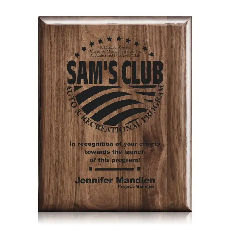 Laser Engraved Plaque - Walnut Piano Finish #5