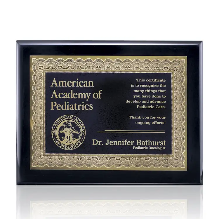 Oakleigh Certificate Plaque - Black 9" x 12"