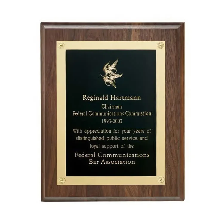 Walnut Plaque w Gold Edge Plate #2