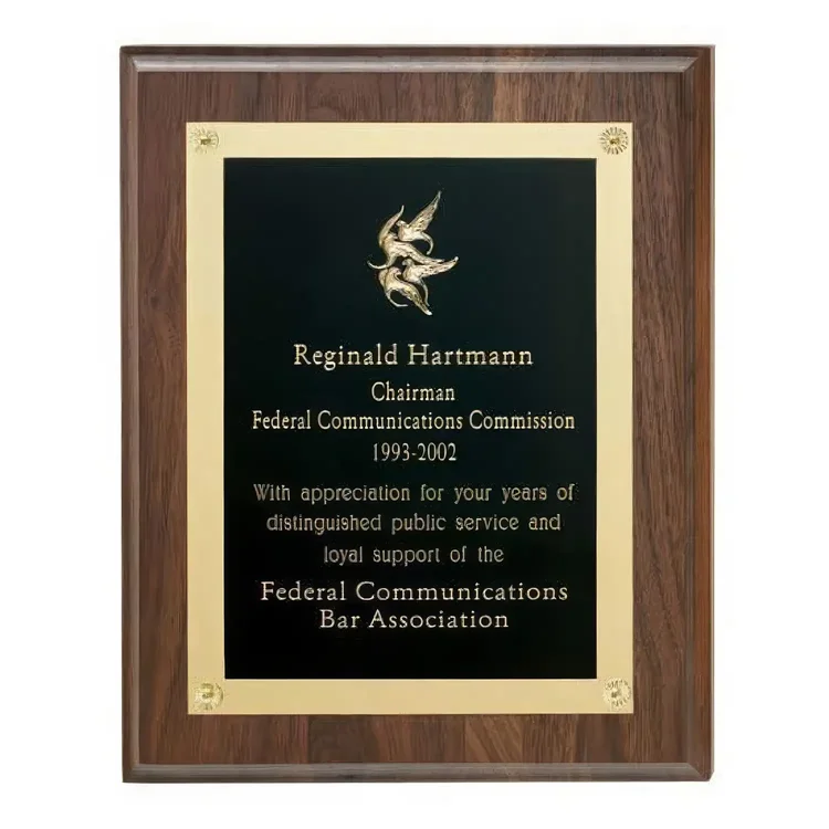 Walnut Plaque w Gold Edge Plate #3