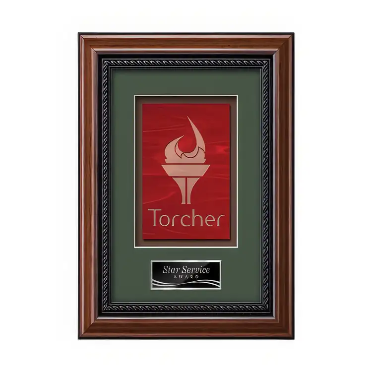 Waterleaf Deco Stained Glass Framed Award #2