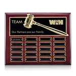 Plaque perpétuelle Gavel - Bois de Rose - 20 plaquettes 10.5 x 13 po