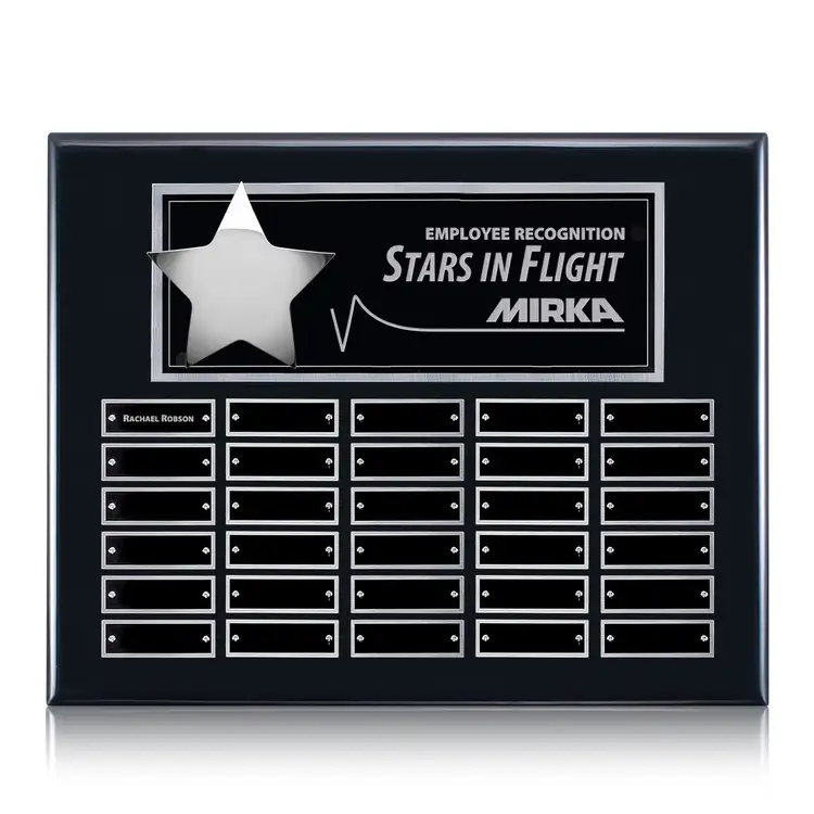 Plaque perpétuelle Hollister horizontale - Noir/Argent - 30 plaquettes 12 x 15 po