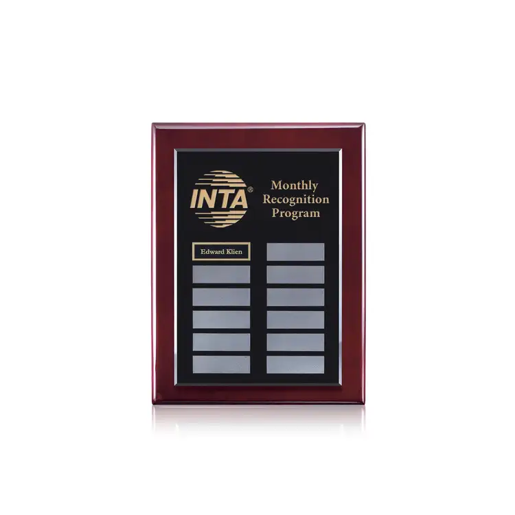 Noranda Perpetual Plaque - Black/Rosewood - 12 Plates 9 x 12 in - Laser Engraving and Print