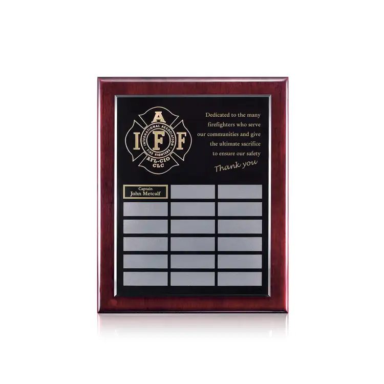 Noranda Perpetual Plaque - Black/Rosewood - 18 Plates 10.5 x 13 in - Laser Engraving and Print