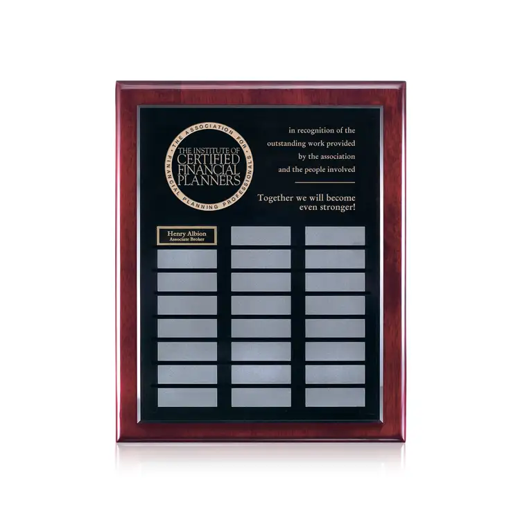 Noranda Perpetual Plaque - Black/Rosewood - 24 Plates 12 x 15 in - Laser Engraving and Print