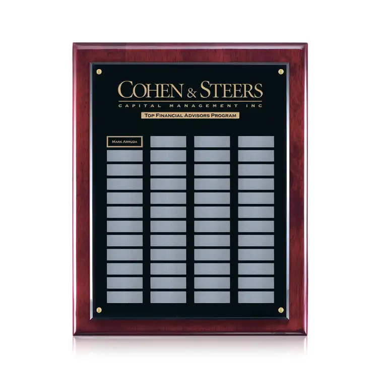 Noranda Perpetual Plaque - Black/Rosewood - 48 Plates 16 x 20 in - Laser Engraving and Print