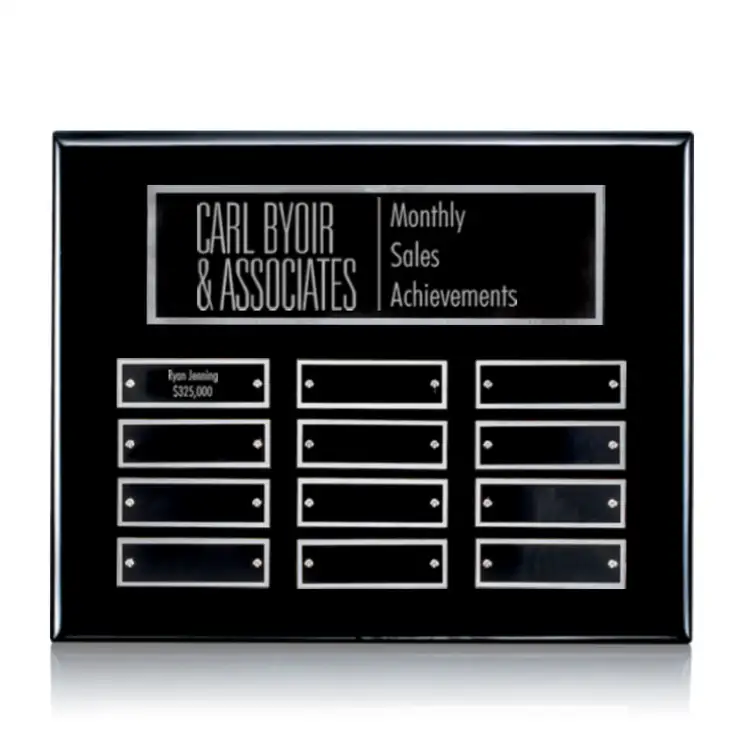 Oakleigh Horiz Pert/Plaque - Black/Silver - 12 Plates 8 x 10 in