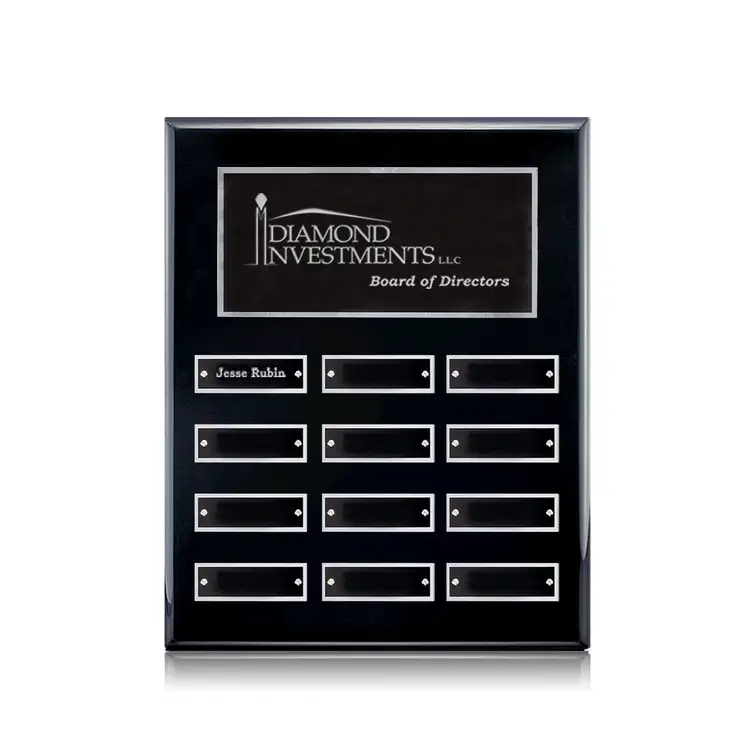Plaque perpétuelle Oakleigh verticale - Noir/Argent - 12 plaquettes 8 x 10 po