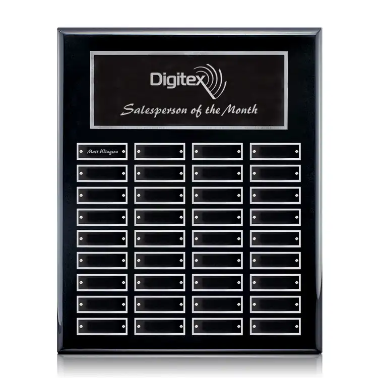 Plaque perpétuelle Oakleigh verticale - Noir/Argent - 36 plaquettes 12 x 15 po