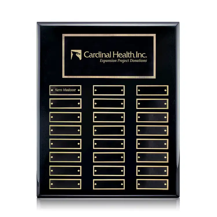 Plaque perpétuelle Oakleigh verticale - Noir/Or - 24 plaquettes 10.5 x 13 po