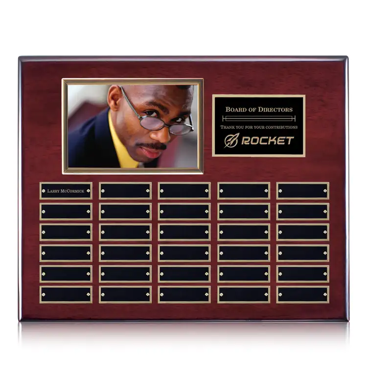 Photo (Horiz) P/Plaque - Rosewood/Gold - 30 Plates 12 x 15 in
