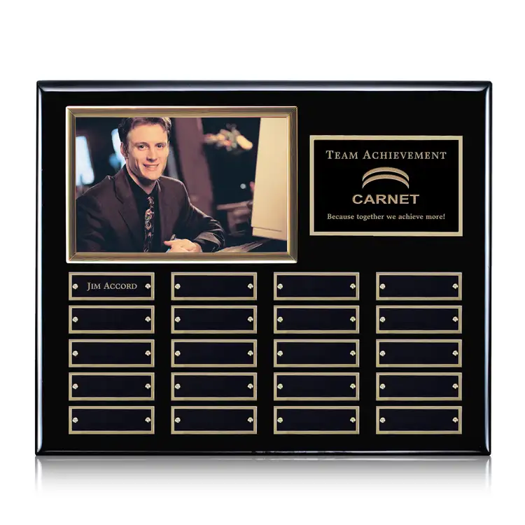 Photo (Horiz) P/Plaque - Black/Gold - 20 Plates 10.5 x 13 in