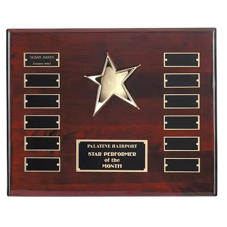 Plaque perpétuelle Rising Star - Or/Bois de Rose - 12 plaquettes 12 x 15 po