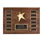 Plaque perpétuelle Walnut Star - Or/Noyer - 12 plaquettes 11 x 15 po
