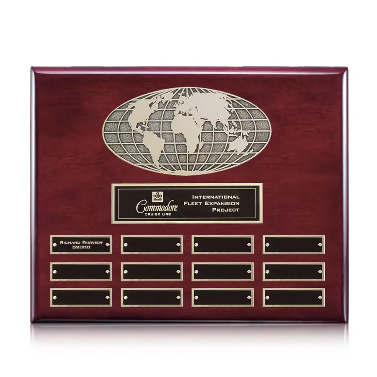 World (Horiz) Perpetual - Rosewood Finish - 12 Plates 10.5 x 13 in