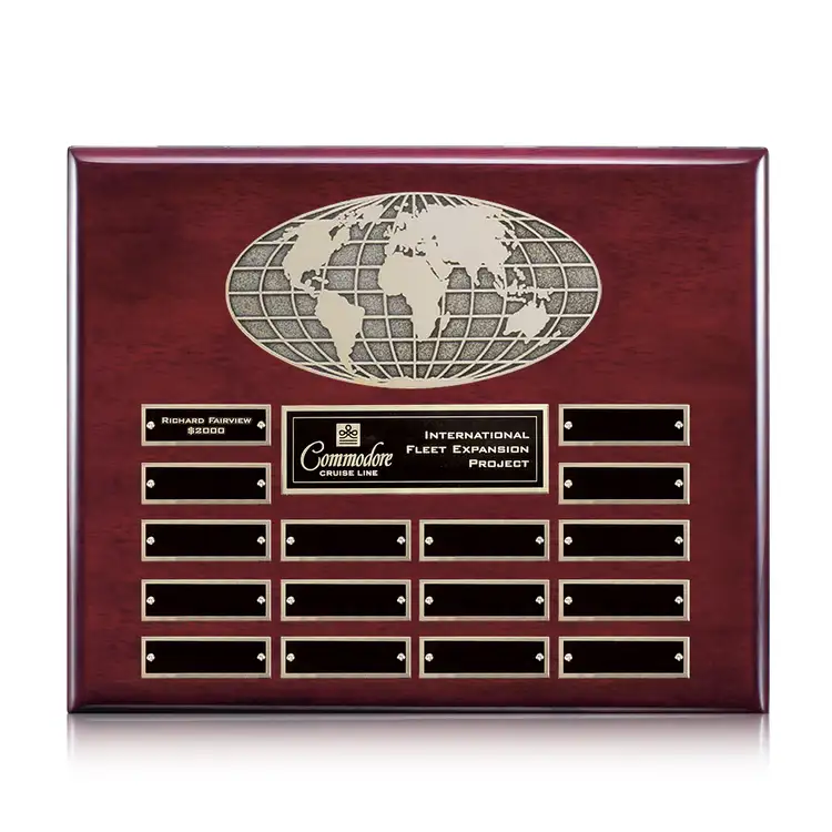 World (Horiz) Perpetual - Rosewood Finish - 16 Plates 10.5 x 13 in