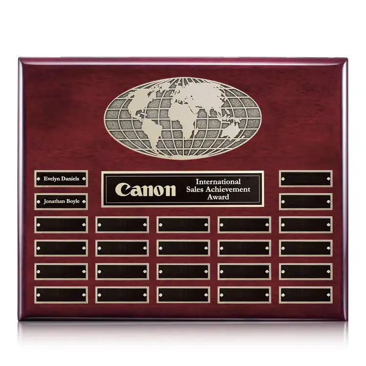 World (Horiz) Perpetual - Rosewood Finish - 24 Plates 15 x 12 in