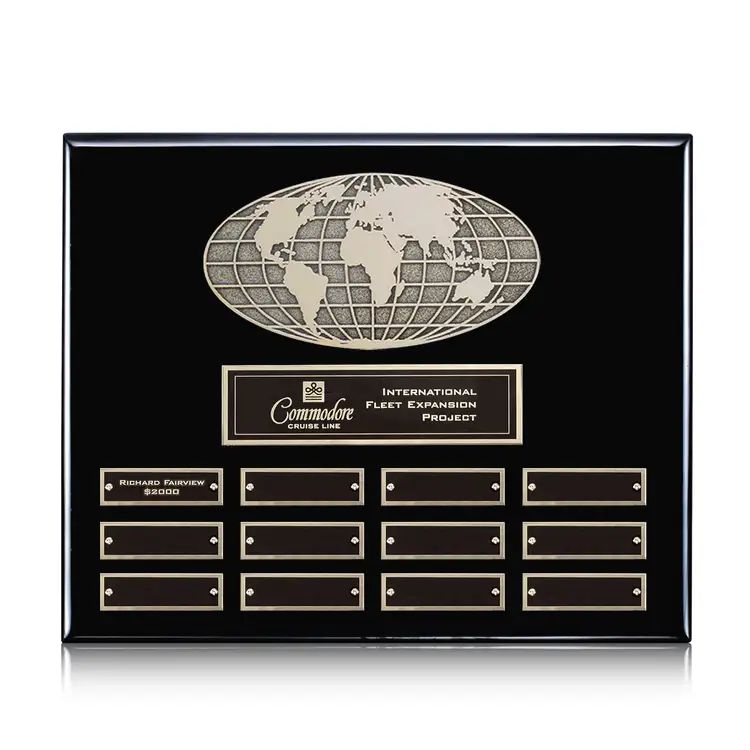 World (Horiz) Perpetual - Black Finish - 12 Plates 10.5 x 13 in