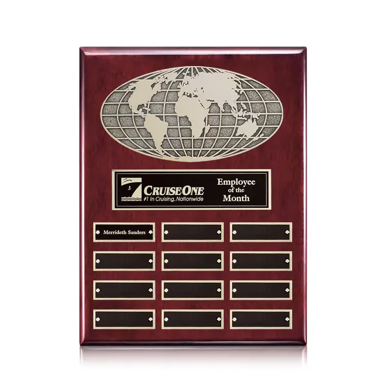 World (Vert) Perpetual - Rosewood Finish - 12 Plates 12 x 9 in
