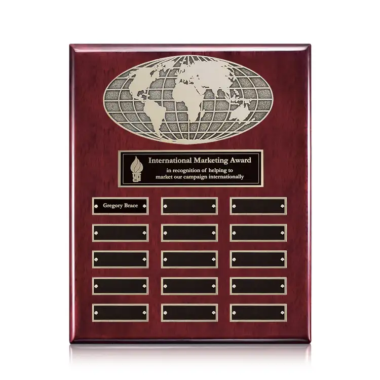 World (Vert) Perpetual - Rosewood Finish - 15 Plates 13 x 10.5 in