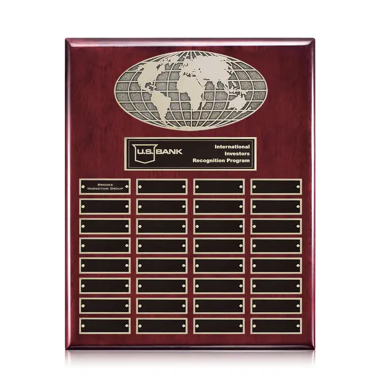 World (Vert) Perpetual - Rosewood Finish - 32 Plates 15 x 12 in