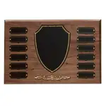 Plaque perpétuelle écusson en noyer - Noir/Bronze/Noyer - 12 plaquettes 10 x 15 po