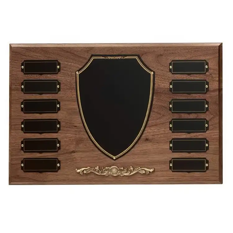 Walnut Shield Perpetual - Black/Bronze/Walnut - 12 Plates 10 x 15 in