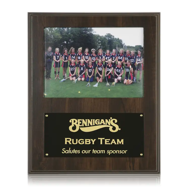 RS Owens Walnut Finish Photo Plaque 9 x 12 in