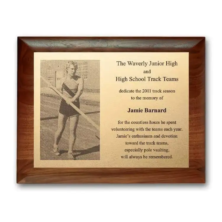 Metal Photo Plaque - Walnut Rolled Edge 10.5 x 13 in