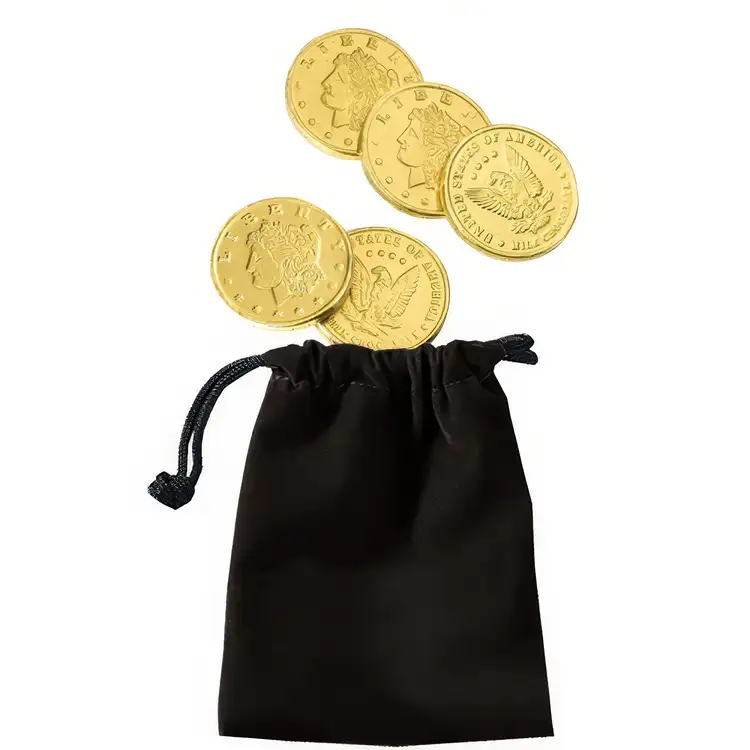 Velour Pouch with Chocolate Coins