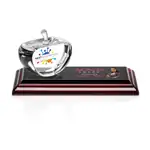 Pomme Argyle en cristal optique sur socle Albion fini bois de rose - Multicolore