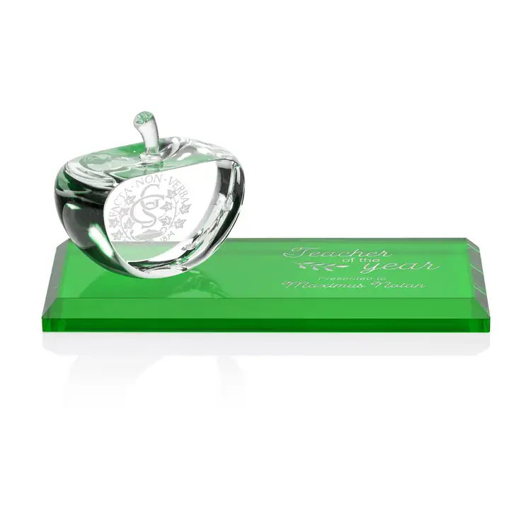 Pomme Argyle en cristal optique sur socle en cristal - Gravure et impression #4