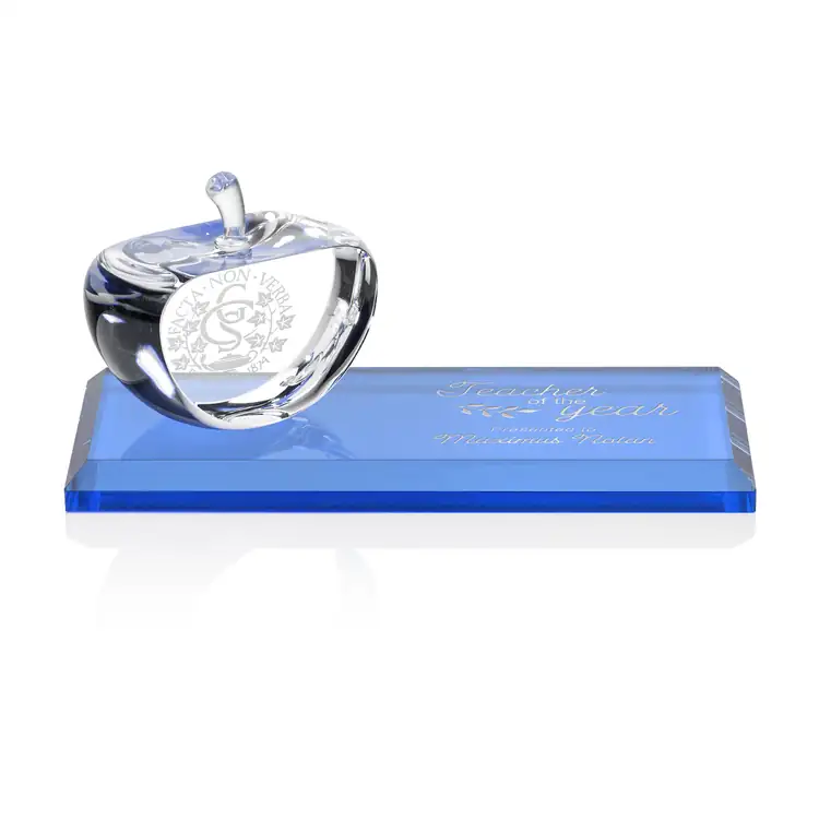 Pomme Argyle en cristal optique sur socle en cristal - Gravure et impression #5