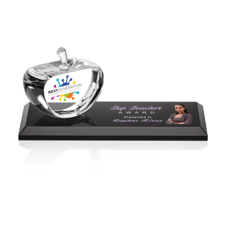 Argyle Optical Crystal Apple on Crystal Base - Multicolor #2
