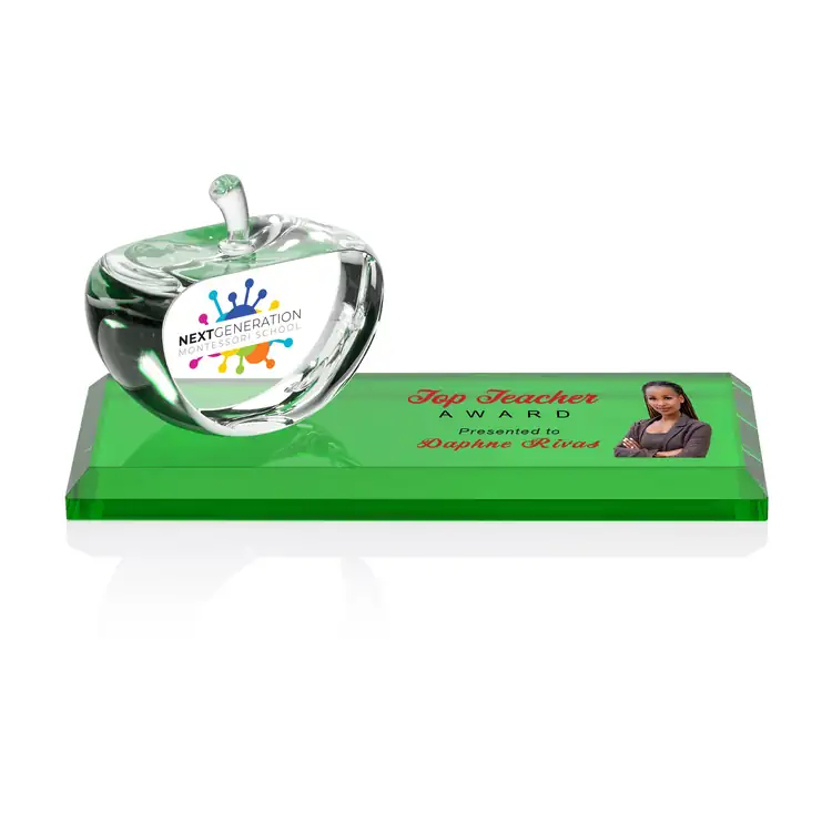 Argyle Optical Crystal Apple on Crystal Base - Multicolor #4