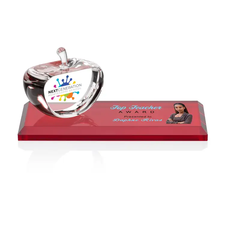 Argyle Optical Crystal Apple on Crystal Base - Multicolor #8