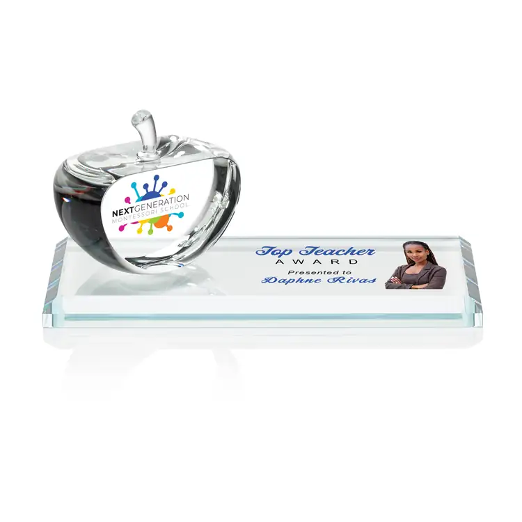 Argyle Optical Crystal Apple on Crystal Base - Multicolor