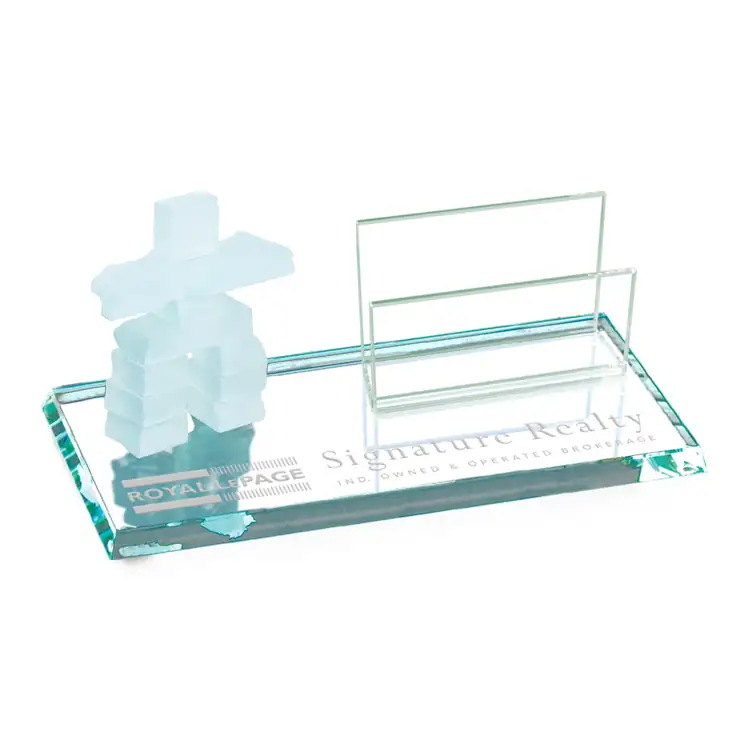 Inukshuk Card Holder with Panel and Bevelled Base