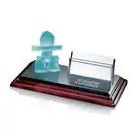 Inukshuk Business Card Holder on Wood Base