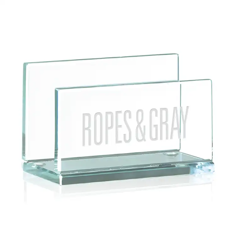 Tomlins Jade Glass Business Card Holder - Deep Etch