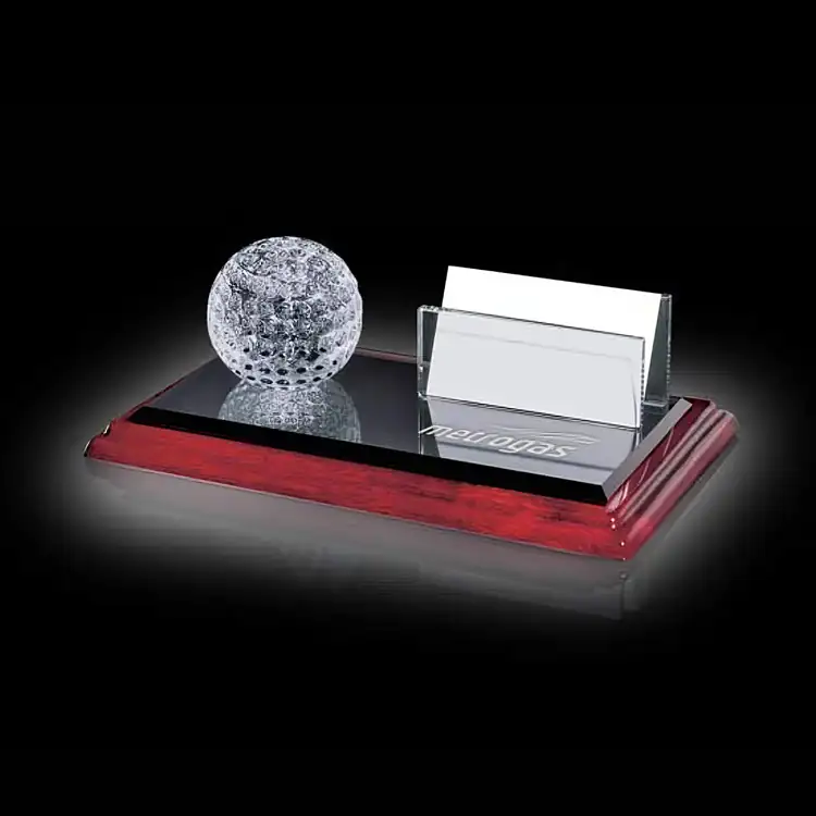 Crystal Golf Ball Business Card Holder on Albion Base