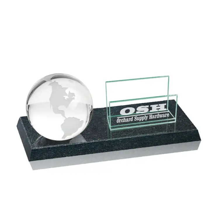 Globe Business Card Holder on Granite Base